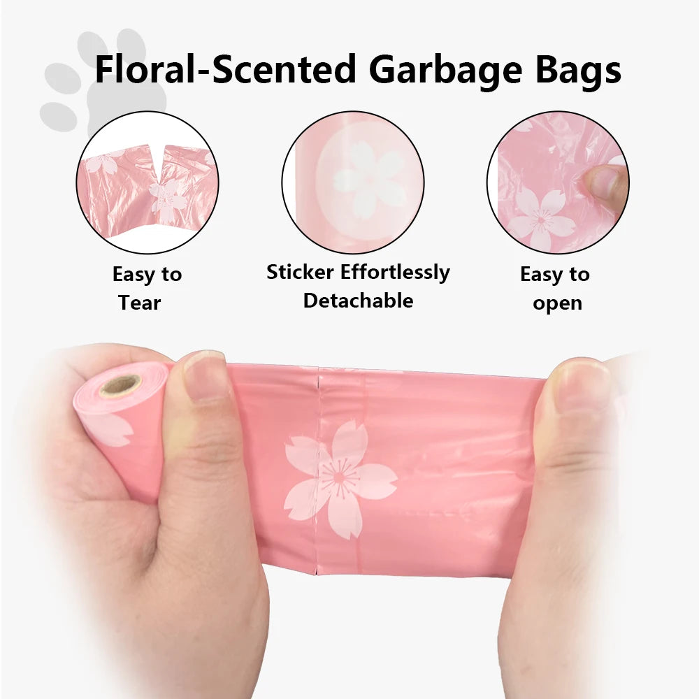 Photodegradable thick dog poop bag with floral fragrance, environmentally friendly
